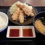 鶏彩 - 料理写真:棒からあげ鶏彩定食(梅)＋かけそば変更(920円＋40円＋税)