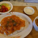 喫茶かふう - 料理写真:えびチリソースごはん