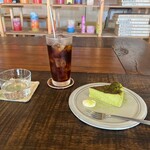 銀座コーヒー - 抹茶バスクチーズケーキと熟成水出しアイスコーヒー