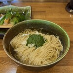 きくや - 【限定】冷やし山椒潮SOBA〜煮穴子、焼ナス一本付〜¥1600