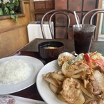 ラビン - 生姜焼き定食・アイスコーヒー