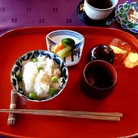 幻董庵 - 豆ご飯と赤味噌のお味噌汁が絶品❤