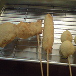 秀勝 - 2014/09/05、豚ヒレ（１５０円）、串かつ（100円）、鶏ささみ（１５０円）、白玉（１００円×２）