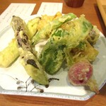 蕎麦切りむら多 - 野菜天＋アスパラ天