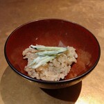 シャテーニュ - 鮎とひとめぼれの炊き込みごはん　きゅうりとサワークリーム