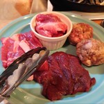 生ラムジンギスカン 山小屋 - 四種盛り。