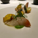 レストラン オオツ - ◆いわき梅田水産ホッキ貝 インゲン豆のピュレ ズッキーニ 美容トマト