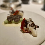 レストラン オオツ - ◆会瀬漁港大内商店常陸乃国いせ海老 豪州産ウィンタ ートリュフ 枝豆ニョッキ