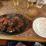 ステーキ石井 - ランチB(ポークソテー ウィング唐揚げ)