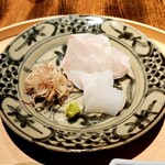 温石 - お造りは焼津のクエと障泥烏賊  こちらでいただく障泥烏賊は何時だって満点