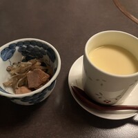 和食レストラン 羽衣 - 鰹と鮪の角煮 きんぴらごぼうを添えて・茶碗蒸し