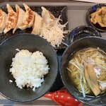 鶏SOBA 心 - 餃子定食（小ライス、スープ→ミニラーメン）