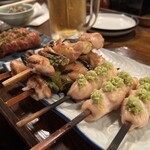 城欄 - ささみささび、ねぎま、奥につくね