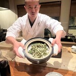 日本料理 別府 廣門 - タラの芽天ぷらと炒めとウドのご飯