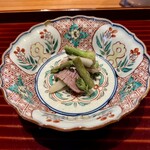 日本料理 別府 廣門 - タラの芽　山うど　大分猪炭焼炙り