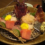 伊東遊季亭 - 造り：伊勢海老、鯛、まぐろ、はまち、生わさび