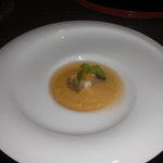 伊東遊季亭 - 進肴：玉子豆腐　海の宝石箱(伊勢海老、鮑、うに、チャービル)