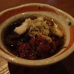 琉球しゃぶしゃぶ 豊 - もずくに，梅，とろろ。