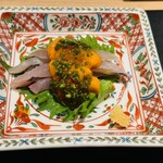 蓬左茶寮 - 雲丹と鯵　