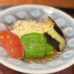 鉄板焼き いわ倉 - 夏野菜稲庭うどん