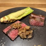 雪花菜 - ・白老牛サーロイン、ランプ、ヤングコーン