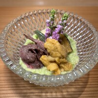 雪花菜 - ・蝦夷鮑の酒蒸し