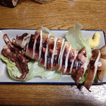 紀八 - イカ焼き。イカすげー柔らかい！ゲソはワタと焼いてて美味い！！