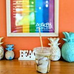 AOSORA PARLOR - オーガニック島バナナの「黒糖きなこスムージー」。
まず一口、人工的な味がなく、まず嬉しいです。
冷たくて、優しい甘さで、栄養価も高そう♪、生き返る思いでした (*^^)v