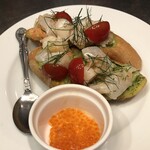 Ciao centro - 魚介！ペスカトーレブリュスケッタ（２Ｐ）：１０８０円（イクラを別添えにしていただきました）