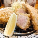 箱崎 井のかわず - 五島鰺フライと上ヒレかつランチ（1,800円）