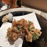 ぎおん 阪川 - 天ぷら盛り合わせ‥のまずはかき揚げ
