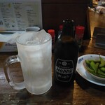 焼き鳥セブン - ジョッキの半分が焼酎です