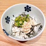 だし茶漬け+肉うどん えん - 山形だしと湯葉ちりめん