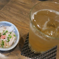小滝野 - 牛の酢もつの炙り明太子添え