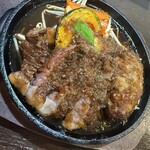 ふぅわ黒毛和牛ハンバーグ - 黒毛和牛ハンバーグランプステーキセット