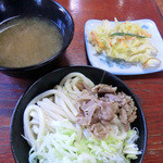 てっちゃん - 肉つけうどん(500円)+天ぷら(100円)_2014-09-06