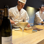 鮨 三心 - いただいたお酒。シャンパーニュの気分でした。