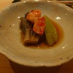 すし宮川  - 天然舞茸と茄子　ほっかいしまえび
