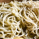 一心庵 - 左「淡い緑の十割そば」　右「無玄蕎麦」　セルフ2種盛り