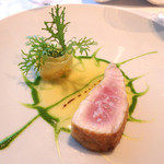 レストラン サンパウ - 尾長鯛　サフランとわさび菜のソース