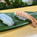 亀庄寿司 - ヤリイカ・海老