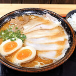 ラーメン庵 福一本陣 - 料理写真:味噌豚骨ラーメン＋バラ肉焼き豚、半熟煮玉子
