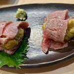 ふく田 - うに牛肉巻き