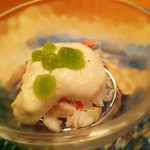 小田島 - 蟹酢に豆腐とデラウエア