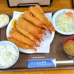 キッチン よろずや - エビフライ食べ放題定食(最初の20本)