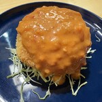 おき野 - カニクリームコロッケ紅ズワイソース