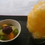 菊水苑 - かき氷とあんみつのセット。