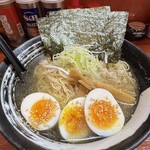 ニボシの恵 - 塩のり玉ラーメン（細麺チョイス）、麺大盛
