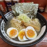 ニボシの恵 - 塩のり玉ラーメン（細麺チョイス）、麺大盛