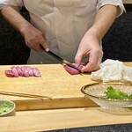 名古屋 栄 鮨 栄華 - カウンターからの景色